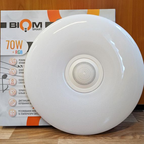 Світильник світлодіодний Biom SMART 70Вт музичний 3000-6000K+ RGB з RF д/у + Bluetooth APP