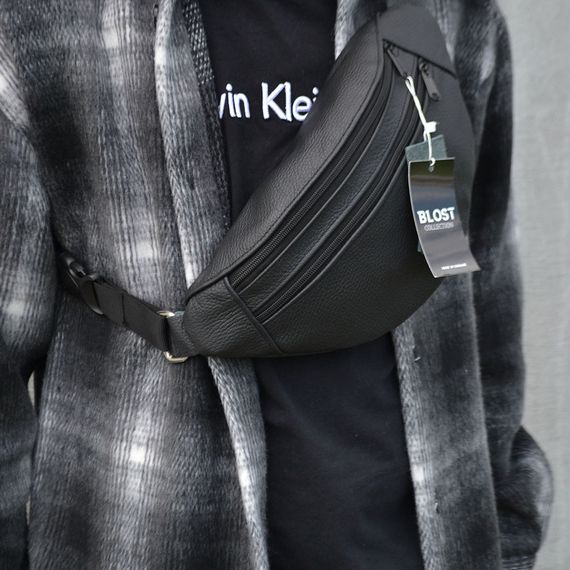 Сумка-бананка з додатковою кишенею, Чорна зручна бананка чоловіча, Бананка для повсякденного життя GE-24 | Зображення 5