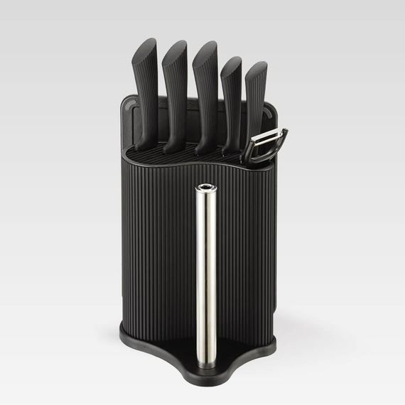 Набор кухонных ножей с подставкой и разделочной доской Maestro MR-1413-BLACK, 8 предметов, черный