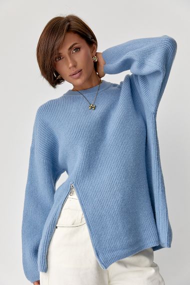 Жіночий вільний в'язаний джемпер - джинс цвет, ONE SIZE (є розміри)