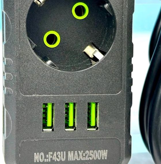 Подовжувач UA Power F43U 3USB на 3 розетки, 4 м, чорний | Зображення 2