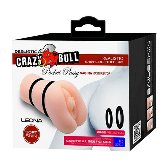 Мастурбатор из киберкожы Crazy Bull Leona реалистичный, 15.4 см х 7.1 см Sex Aura | Зображення 7