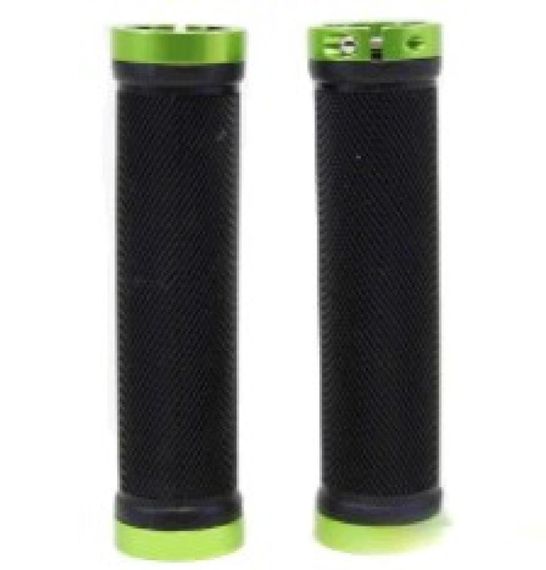 Грипси (ручки керма) SPELLI SBG-6703-Lock, Чорні із зеленими локами, прямі, круглі, довжина 132 мм FM