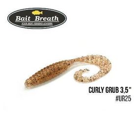 Силіконова приманка, Їстівний силікон Bait Breath Curly Grub 3,5" (10шт) (Ur25 Clear/gold*orange*seed)