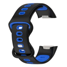 Силиконовый ремешок Primolux Sport для фитнес браслета Fitbit Charge 5 / Charge 6 - Black&Blue / размер М