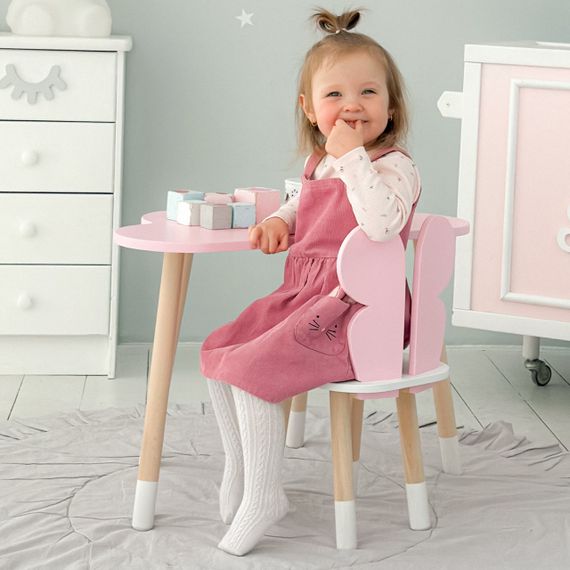 Стіл хмарка і стільчик метелик дитячий рожевий з білим сидінням. Столик для занять, ігор, їжі | Зображення 4