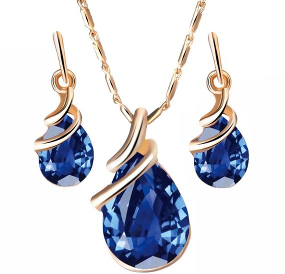 Набор серьги с подвеской Primo Water Drop - Dark Blue