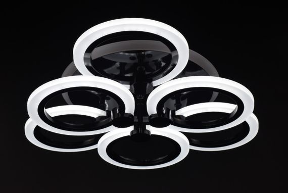 Люстра світлодіодна стельова LED світильник для квартири на стелю лед з пультом 26118 Чорний 11х47х47 см. | Зображення 1