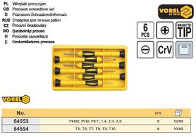 Набор отверток для точных работ РН CrV 6 штук Польща VOREL-64553