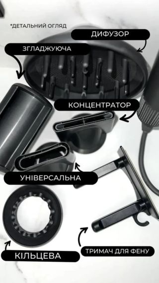 Фен Super Hair Dryer синій з червоним іонізацією і турборежимом 5 насадок (Y-015) | Зображення 3