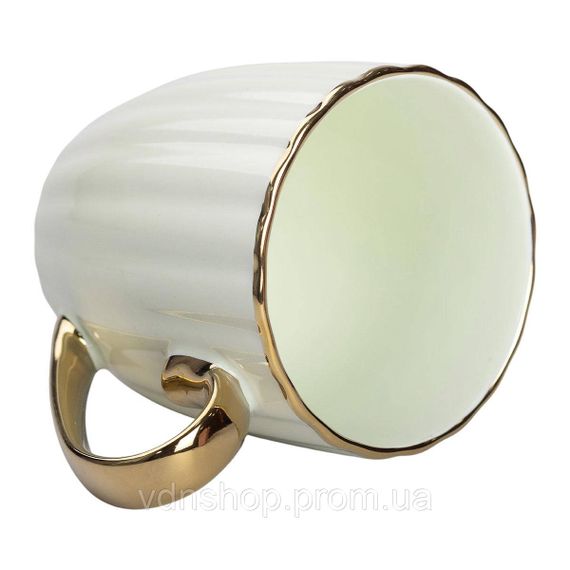 Кружка фарфоровая с золотым ободком и золотой ручкой 420 (мл) Мятный RX-N240629M | Зображення 2