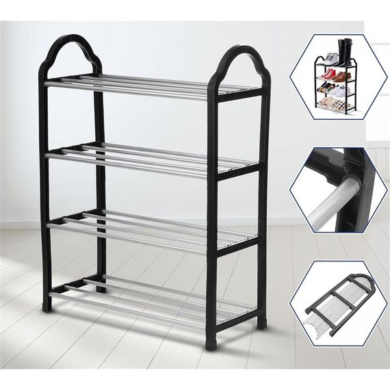 Полка для обуви 4-уровневая Bonro Бонро B18 черная (42400225) | Зображення 3