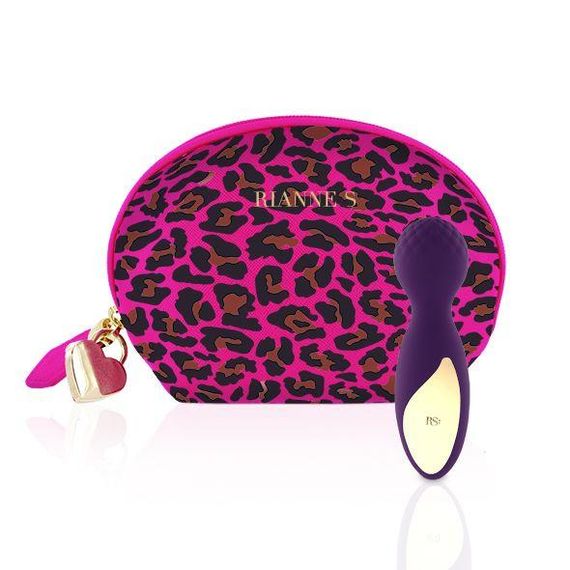 Мінівібромасажер Rianne S: Lovely Leopard Purple, 10 режимів роботи, косметичка-чохол, мед.силікон Sex Aura