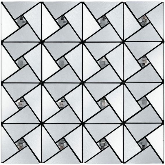 Самоклеюча алюмінієва плитка 300х300х3мм Срібло зі стразами SW-00001325