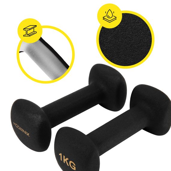 Гантелі вінілові Cornix Square 2 x 1 кг XR-0406 Black | Зображення 3