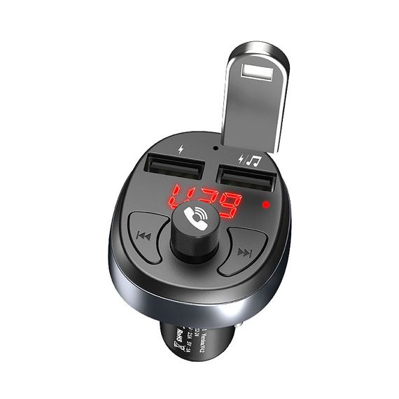 FM трансмиттер модулятор с Bluetooth HOCO E41 Автомобильная двойная USB зарядка Черный | Зображення 2