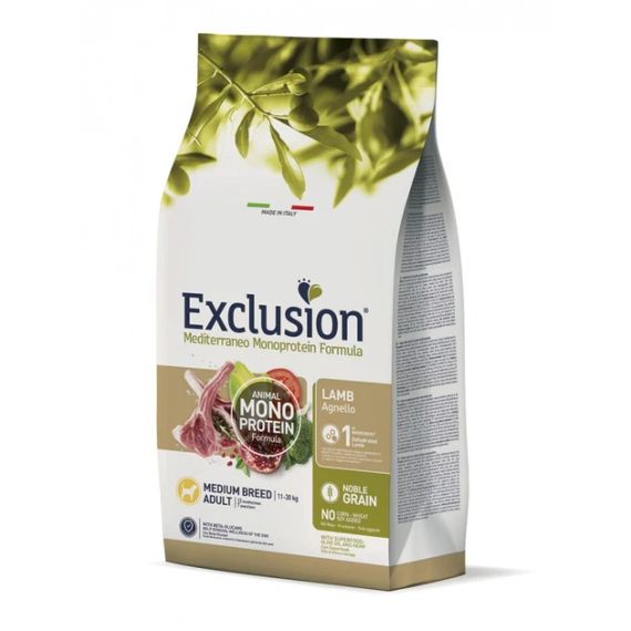 Полнорационный сухой корм Exclusion Adult Lamb Medium Breed с ягнёнком для взрослых собак средних пород 12 кг