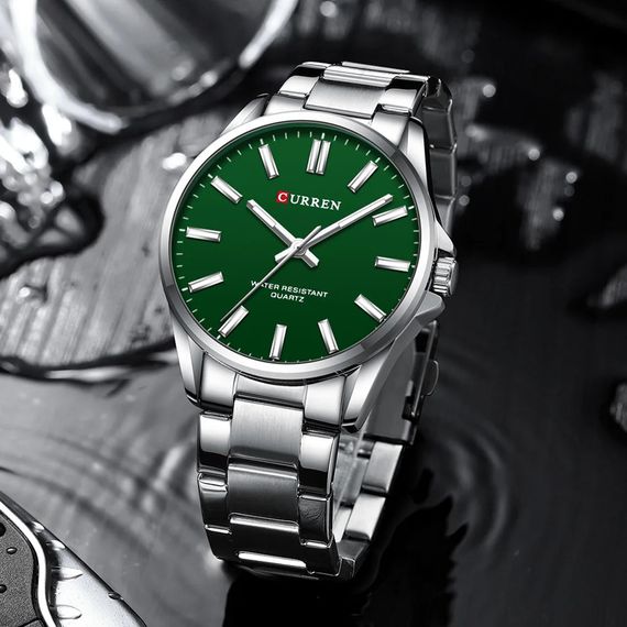 Чоловічий годинник Curren 9090 Silver-Green | Зображення 1