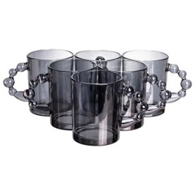 Набор чашек 6 шт для чая и кофе по 350 (мл) кружки стеклянные Серый HP-19-ZD-3