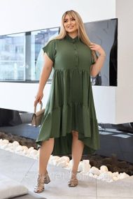 Жіноча сукня oversize SOLINNA  із софту великих розмірів 46–60, літня сукня вільного крою LI-5908 Хакі, 50-52