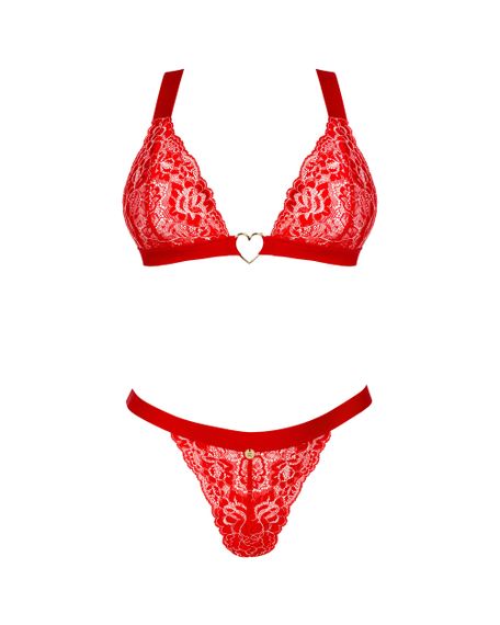 Комплект бюстгальтер и трусики Obsessive Elianes set Красный XS/S | Зображення 3
