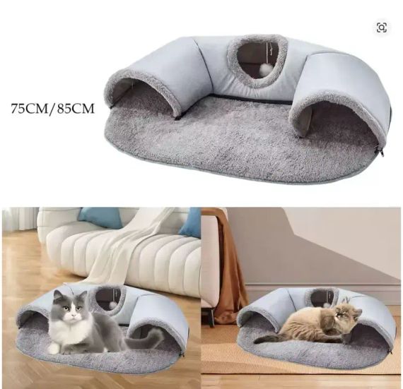 Игровой туннельный коврик Интерактивная игрушка игровой домик 2 в 1 Cat Bed | Зображення 3