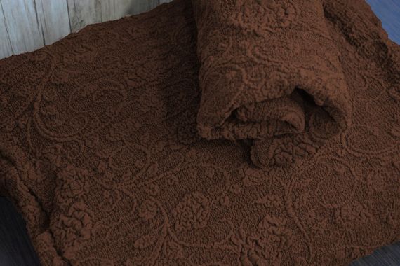 Жакардовий чохол на диван + 2 крісла Roza з спідницею Коричневий | Зображення 3