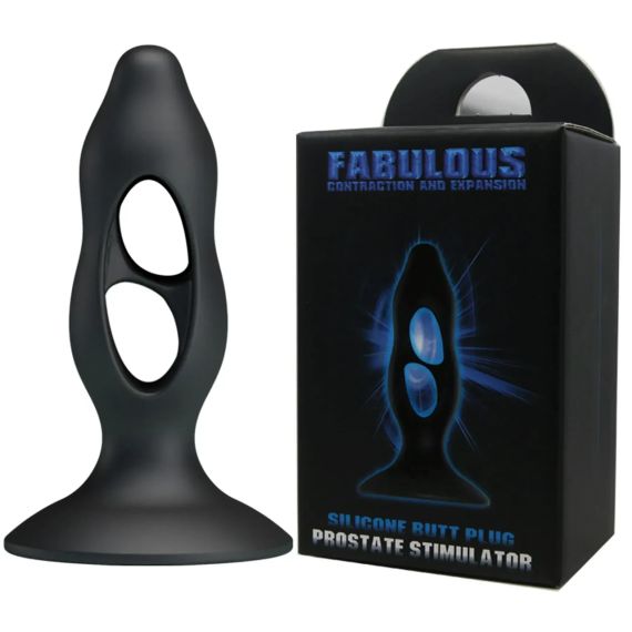 Анальна пробка з отворами Baile Fabulous Silicone Butt Plug чорний Sex Aura