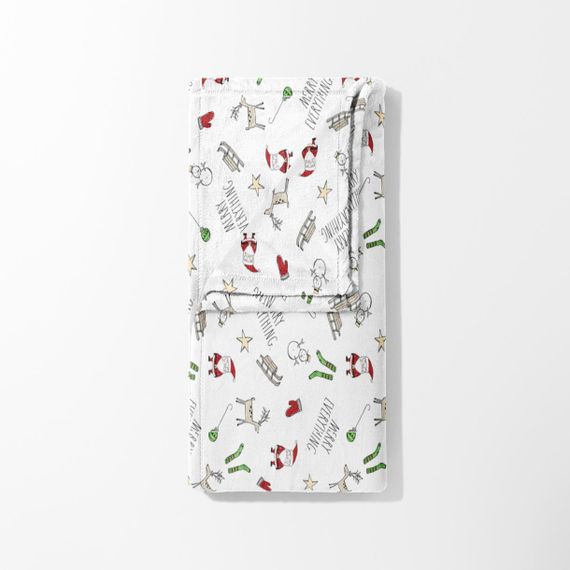 Новогодний плед “LeLIT”,Велсофт,Белый Merry everything, 180/200 | Зображення 4
