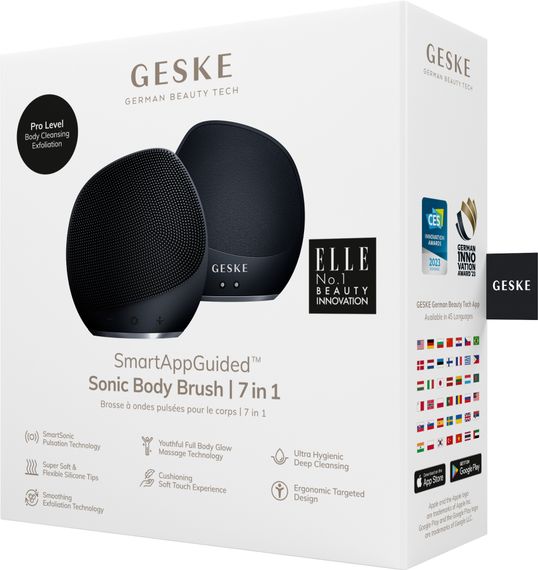 Ультразвукова щітка для тіла та інтенсивний пілінг GESKE Sonic Body Brush&Intensive Exfoliator 7в1 starlight, Чорний | Зображення 7