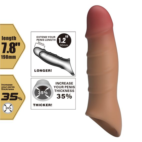 Насадка на член - Pretty Love Damell Penis Sleeve Brown sexstyle | Зображення 1