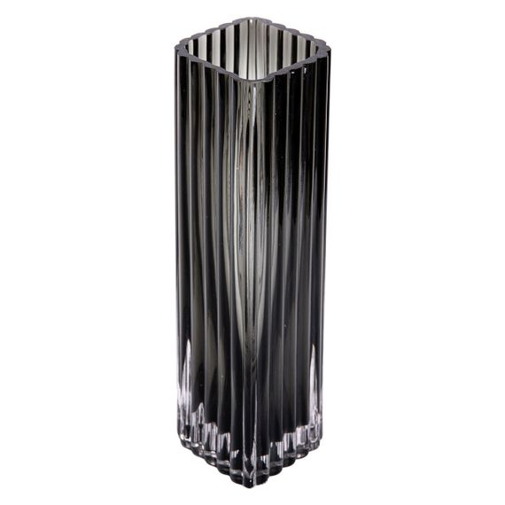 Прямокутна декоративна скляна ваза для квітів 23 см сірого кольору. | Зображення 1