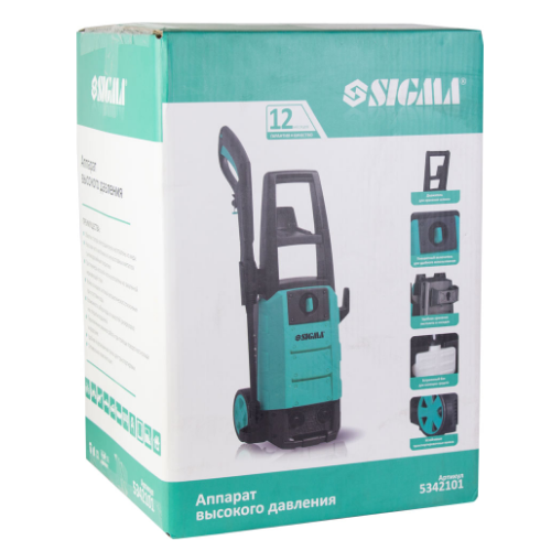 Мийка високого тиску 2000W 150 бар 7,2л/хв 5,5 м + турбонасадка SIGMA | Зображення 2