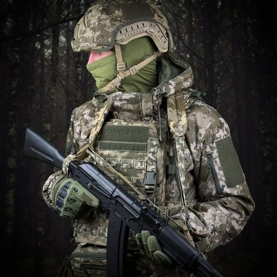 триточковий збройовий ремінь  з широким наплічником піксель | Зображення 2