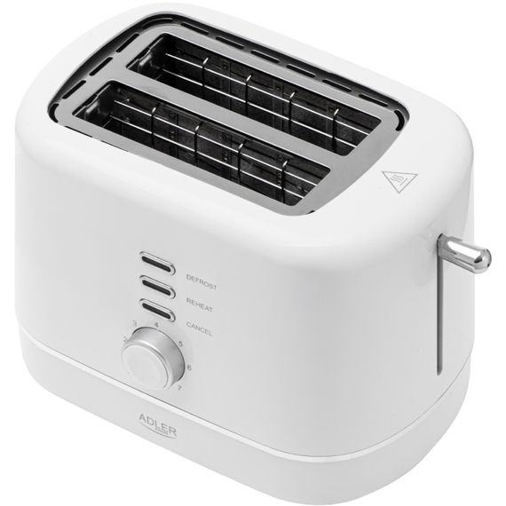Тостер Adler AD 3224 white 850Вт/ 2 відділення/7 режимів підсмажування/розморожування/підігрів булок | Зображення 4