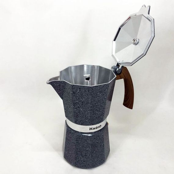 Гейзерна кавоварка Magio MG-1012 450 мл, кавоварка для дому, турка гейзерна для кави, кавник гейзерний | Зображення 7