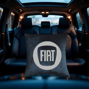 Авто Подушка c вышивкой логотипа марки фиат Fiat черный автомобилисту 03772