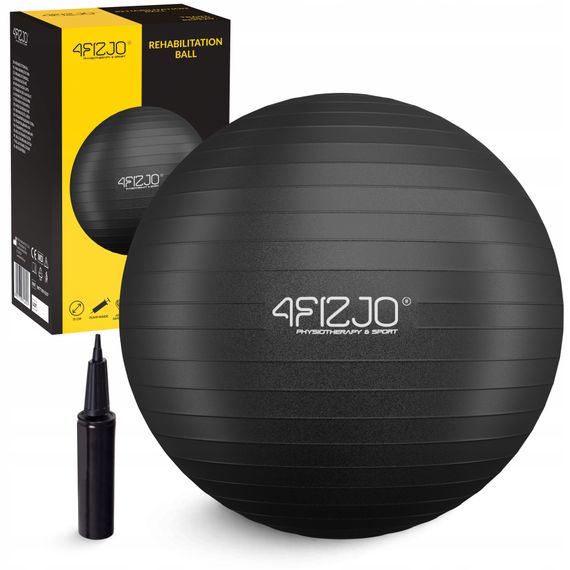 М'яч для фітнесу (фітбол) 4FIZJO 75 см Anti-Burst Black (P-5907739316370) | Зображення 9