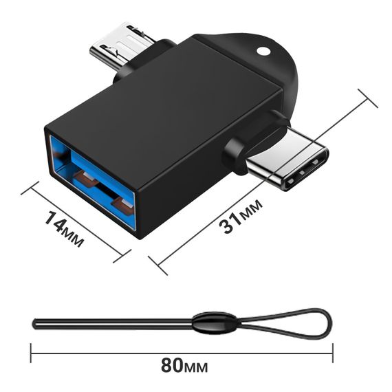 Двойной OTG адаптер USB 3.0 на Type-C + MicroUSB, переходник для смартфона/ноутбука Addap UA2MIX-01, 5 Гбит/с | Зображення 1