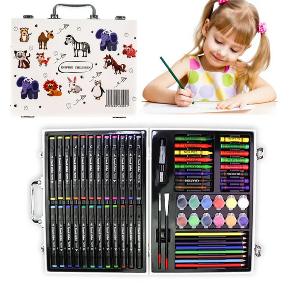 Набір для дитячої творчості у валізці (водні маркери, олівці, фарби) 60 шт.   знижка