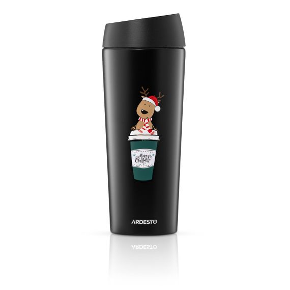 Термочашка Ardesto Сoffee Time Reindeer AR2645RN 450 мл чорна | Зображення 1