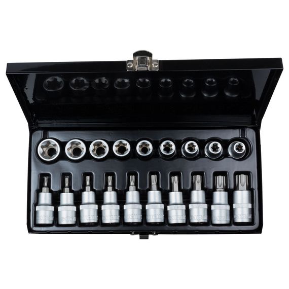 Набір насадок та біт Sigma з насадками Torx 1/2" 19 шт CrV (метал. кейс) (6086661) | Зображення 2