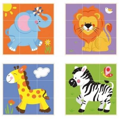 Розвиваюча іграшка Viga Toys Пазл-кубики вертикальний Сафарі (50834) | Зображення 1