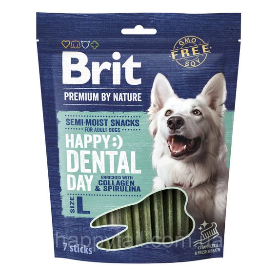 Ласощі Brit Premium (Бріт Преміум) Dental Snacks L для собак великих порід, з колагеном та спіруліною, 250 г (7 шт)
