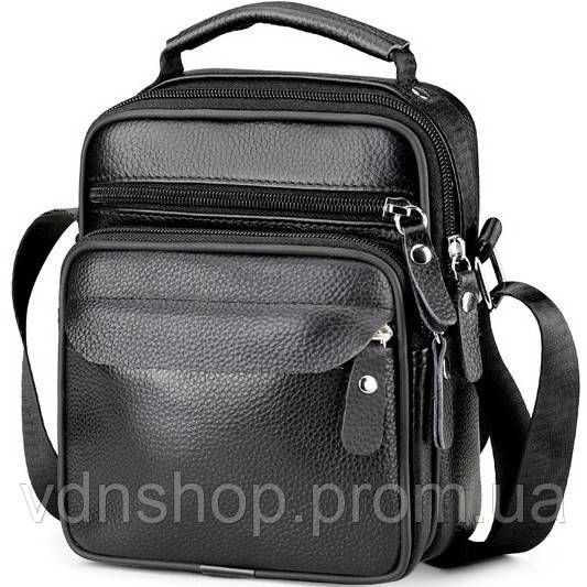 Чоловіча шкіряна барсетка через плече 17х21х9, месенджер з ручкою Bexhill Bx-54551 чорная