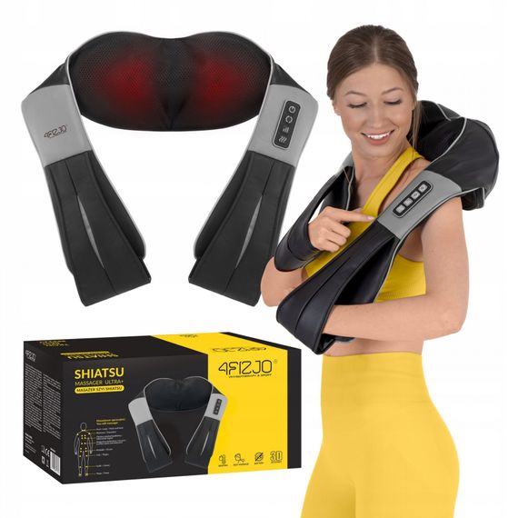 Накидка-масажер 4FIZJO Shiatsu Ultra+ для шиї та спини, акумуляторна 4FJ0611 Black/Grey (P-5907739319098)