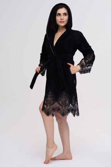 Жіночий халат Nusa 4350 чорний, S | Зображення 3