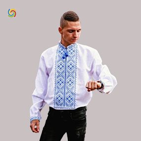 Рубашка Украинская вышиванка 564 цвет белый размер L/XL