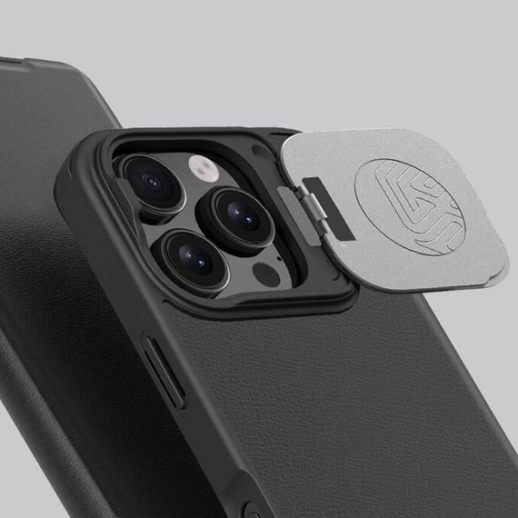 Шкіряний чохол-книжка Nillkin Qin Prop Plain Camshield для Apple iPhone 16 Pro (6.3") Classic Black | Зображення 3