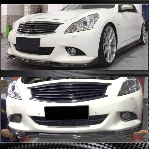 Накладка на передний бампер Lip (для G37 SD 2009-2013, Карбон) для Infiniti G25/G35/37 (V36/CV36) | Зображення 2